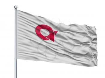 Ayabe City Flag On Flagpole, Country Japan, Kyoto Prefecture, Isolated On White Background