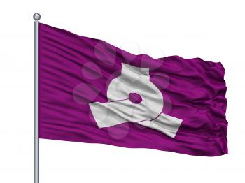 Bunkyo City Flag On Flagpole, Country Japan, Tokyo Prefecture, Isolated On White Background