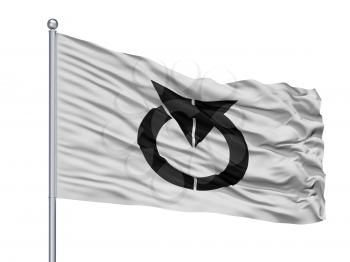 Chino City Flag On Flagpole, Country Japan, Nagano Prefecture, Isolated On White Background