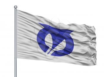 Fukagawa City Flag On Flagpole, Country Japan, Hokkaido Prefecture, Isolated On White Background