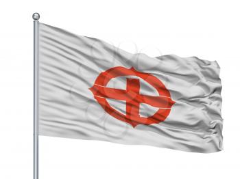 Hekinan City Flag On Flagpole, Country Japan, Aichi Prefecture, Isolated On White Background