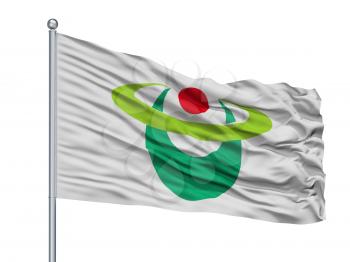 Hirakawa City Flag On Flagpole, Country Japan, Aomori Prefecture, Isolated On White Background