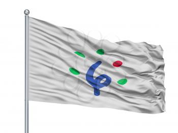 Ishikari City Flag On Flagpole, Country Japan, Hokkaido Prefecture, Isolated On White Background