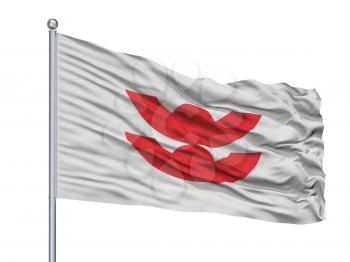 Izumo City Flag On Flagpole, Country Japan, Shimane Prefecture, Isolated On White Background