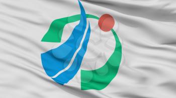 Kama City Flag, Country Japan, Fukuoka Prefecture, Closeup View, 3D Rendering