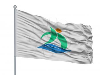 Kami City Flag On Flagpole, Country Japan, Kochi Prefecture, Isolated On White Background
