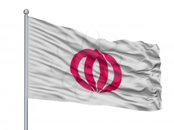 Kashima City Flag On Flagpole, Country Japan, Saga Prefecture, Isolated On White Background