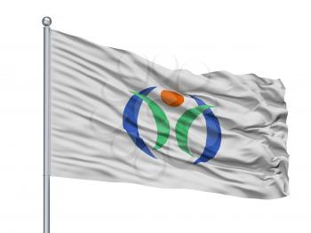 Kazo City Flag On Flagpole, Country Japan, Saitama Prefecture, Isolated On White Background