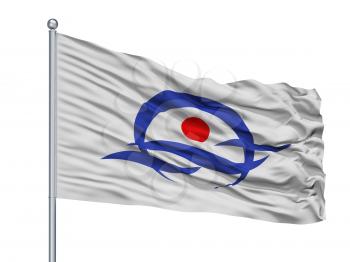 Kyotango City Flag On Flagpole, Country Japan, Kyoto Prefecture, Isolated On White Background