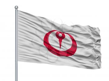 Maizuru City Flag On Flagpole, Country Japan, Kyoto Prefecture, Isolated On White Background