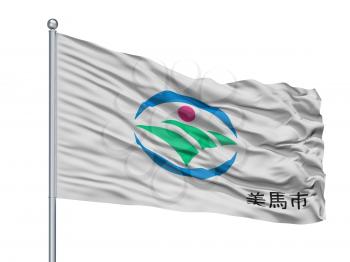 Mima City Flag On Flagpole, Country Japan, Tokushima Prefecture, Isolated On White Background