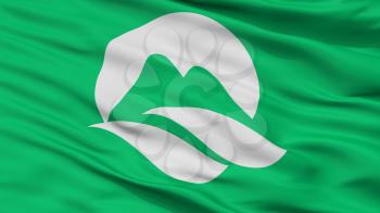 Mine City Flag, Country Japan, Yamaguchi Prefecture, Closeup View, 3D Rendering