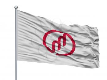 Miyazu City Flag On Flagpole, Country Japan, Kyoto Prefecture, Isolated On White Background