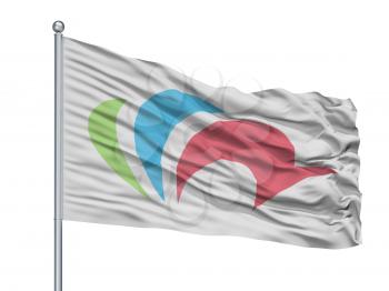 Namegata City Flag On Flagpole, Country Japan, Ibaraki Prefecture, Isolated On White Background