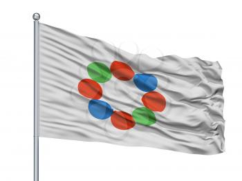 Nanto City Flag On Flagpole, Country Japan, Toyama Prefecture, Isolated On White Background