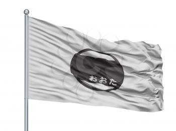 Ota City Flag On Flagpole, Country Japan, Gunma Prefecture, Isolated On White Background
