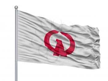 Owase City Flag On Flagpole, Country Japan, Mie Prefecture, Isolated On White Background