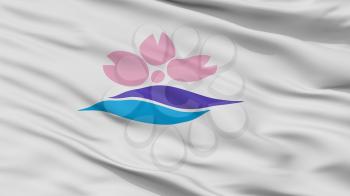 Sakuragawa City Flag, Country Japan, Ibaraki Prefecture, Closeup View, 3D Rendering
