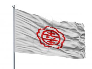 Satte City Flag On Flagpole, Country Japan, Saitama Prefecture, Isolated On White Background
