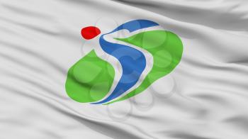 Shibetsu City Flag, Country Japan, Hokkaido Prefecture, Closeup View, 3D Rendering