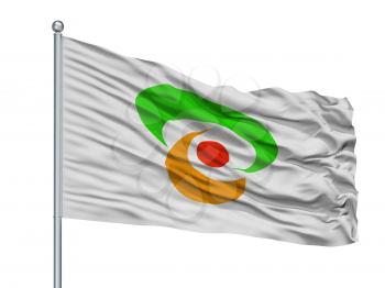 Shimotuke City Flag On Flagpole, Country Japan, Tochigi Prefecture, Isolated On White Background