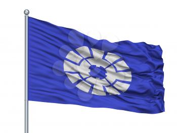 Shiojiri City Flag On Flagpole, Country Japan, Nagano Prefecture, Isolated On White Background