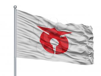 Takahagi City Flag On Flagpole, Country Japan, Ibaraki Prefecture, Isolated On White Background