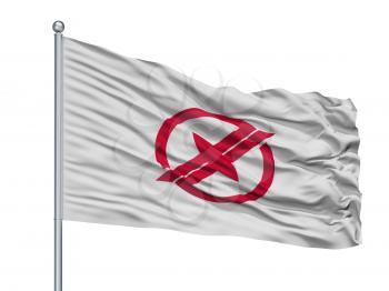Takarazuka City Flag On Flagpole, Country Japan, Hyogo Prefecture, Isolated On White Background