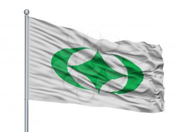 Tamura City Flag On Flagpole, Country Japan, Fukushima Prefecture, Isolated On White Background