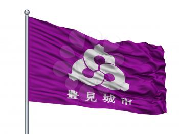 Tomigusuku City Flag On Flagpole, Country Japan, Okinawa Prefecture, Isolated On White Background