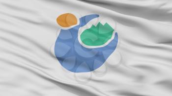 Tomioka City Flag, Country Japan, Gunma Prefecture, Closeup View, 3D Rendering
