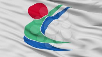 Toon City Flag, Country Japan, Ehime Prefecture, Closeup View, 3D Rendering