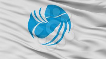 Toyooka City Flag, Country Japan, Hyogo Prefecture, Closeup View, 3D Rendering