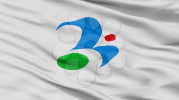 Tsukubamirai City Flag, Country Japan, Ibaraki Prefecture, Closeup View, 3D Rendering