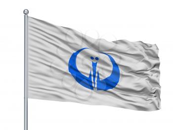 Tsurugashima City Flag On Flagpole, Country Japan, Saitama Prefecture, Isolated On White Background