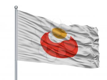 Unnann City Flag On Flagpole, Country Japan, Shimane Prefecture, Isolated On White Background