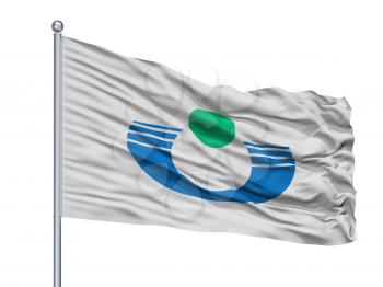Urayasu City Flag On Flagpole, Country Japan, Chiba Prefecture, Isolated On White Background