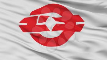 Yuki City Flag, Country Japan, Ibaraki Prefecture, Closeup View, 3D Rendering