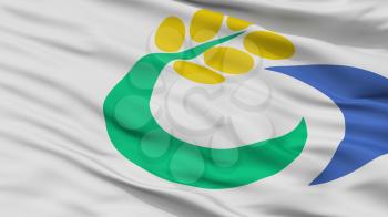 Isa City Flag, Country Japan, Kagoshima Prefecture, Closeup View, 3D Rendering
