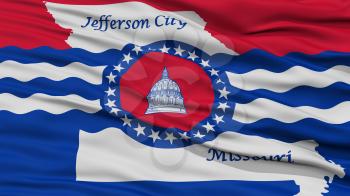 Closeup of Jefferson City Flag, Waving in the Wind, Missouri State, United States of America