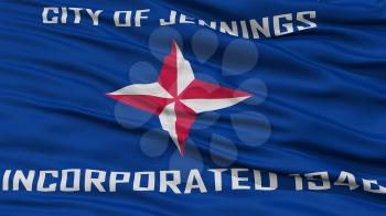 Closeup of Jennings City Flag, Waving in the Wind, Missouri State, United States of America
