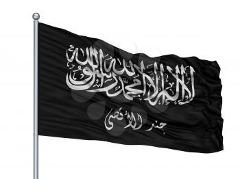 Jund Al Aqsa Flag On Flagpole, Isolated On White Background, 3D Rendering