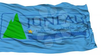 Isolated Juneau Flag, Capital of Alaska State, Waving on White Background, High Resolution