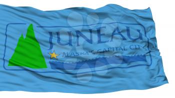 Isolated Juneau City Flag, City of Alaska State, Waving on White Background, High Resolution