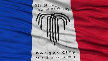 Closeup of Kansas City Flag, Waving in the Wind, Missouri State, United States of America
