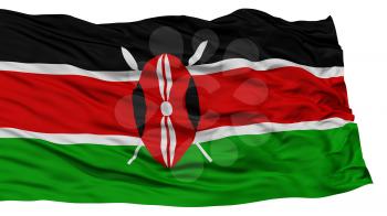 Isolated Kenya Flag, Waving on White Background, High Resolution