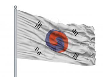 Korea 1882 1910 Flag On Flagpole, Isolated On White Background, 3D Rendering
