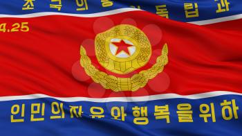 Korean Peoples Army Ground Force Flag, Closeup View, 3D Rendering