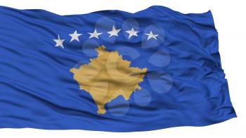 Isolated Kosovo Flag, Waving on White Background, High Resolution