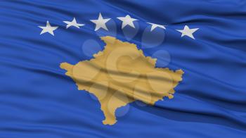 Closeup Kosovo Flag, Waving in the Wind, High Resolution